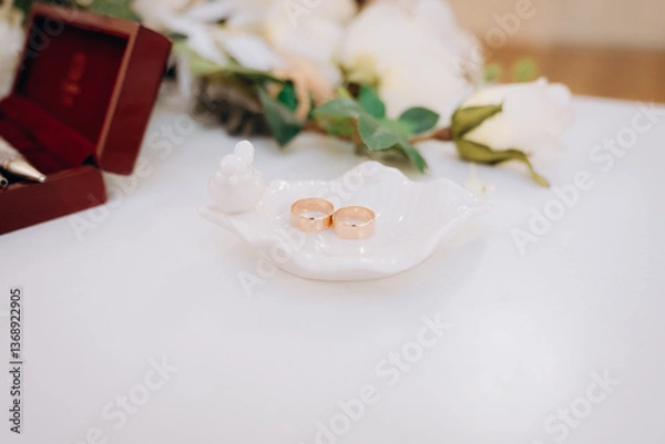Obraz wedding rings on a pillow