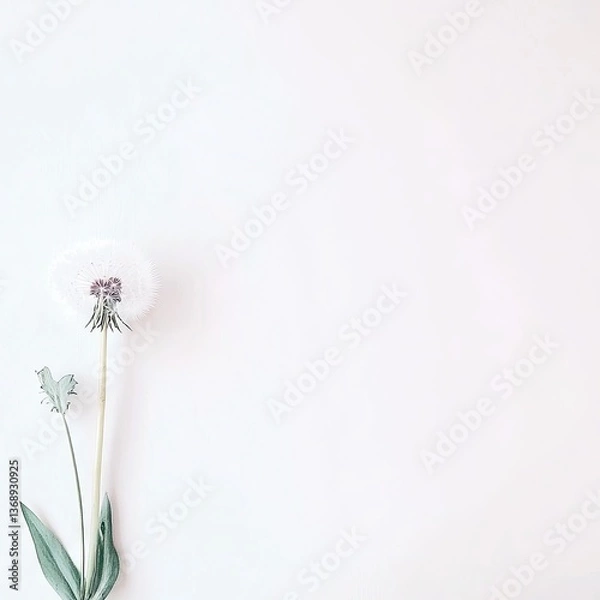 Obraz White Dandelion on White Background