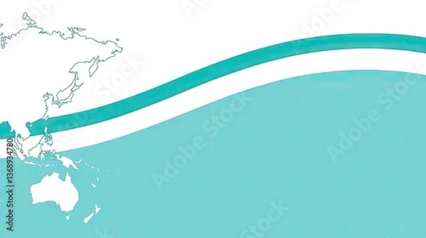 Obraz Map of Asia and Oceania with a wave effect. Illustration for presentations or geography education