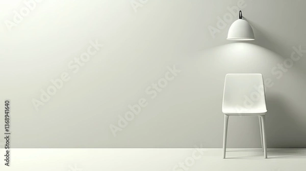 Fototapeta A chair under a lamp in a empty room for minimalist interior design ideas, advertising
