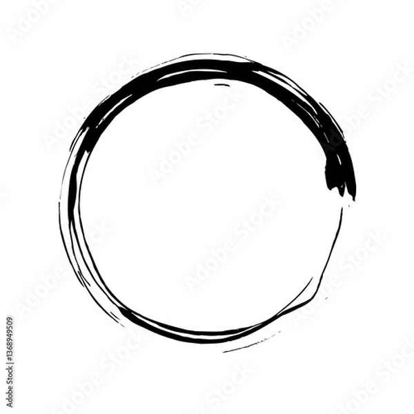 Obraz A red circle drawn with rough brush strokes.