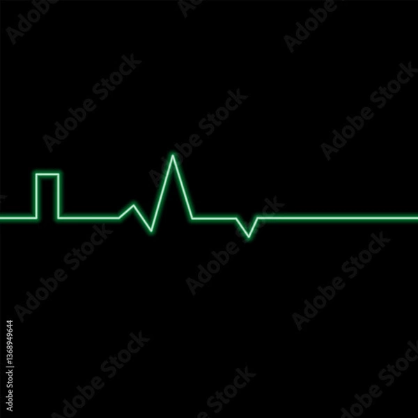 Fototapeta Stylized electrocardiogram graph on a black background