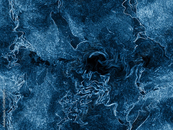 Fototapeta Digital seamless pattern created from a photograph with an abstract motif reminiscent of a rock or the sea, in shades of blue