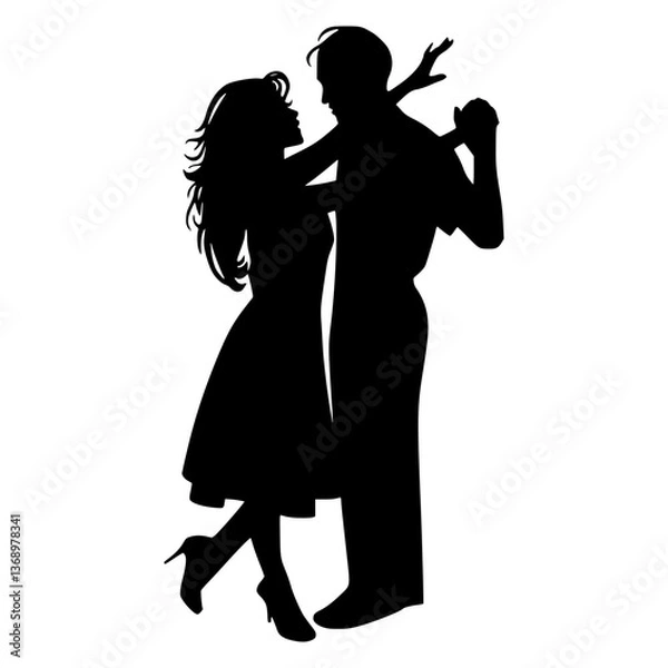 Obraz Silhouette Couple Dancing - Vintage Style