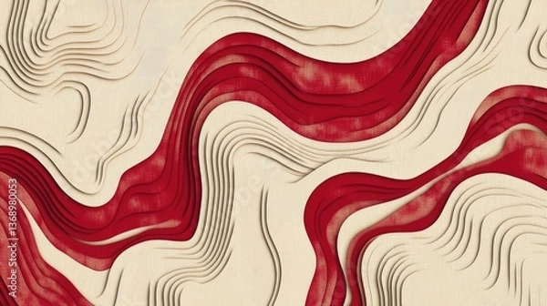 Fototapeta Abstract Red and Beige Wave Pattern