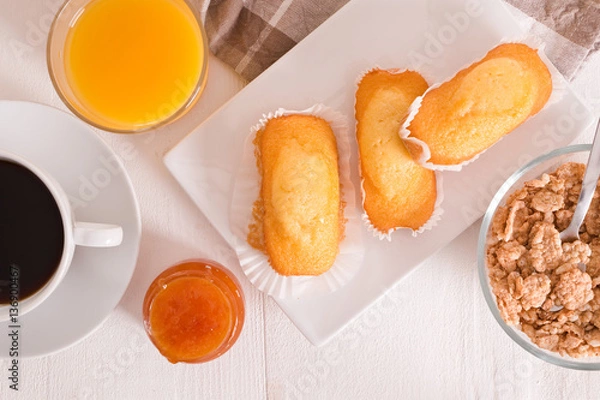 Obraz Breakfast with plumcake.