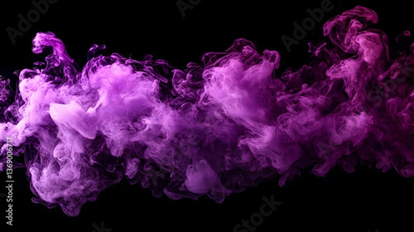 Fototapeta Abstract Purple Pink Ink Flow On Black Background