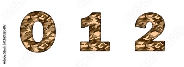 Fototapeta 0, 1, 2, 3 Desert Camouflage Camo Army Military Number letter text typography font copy transparent