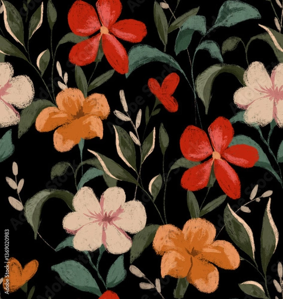 Obraz Seamless flower pattern. Abstract pattern. Textile print pattern 