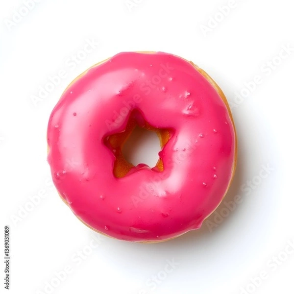 Fototapeta Pink donut isolated on white