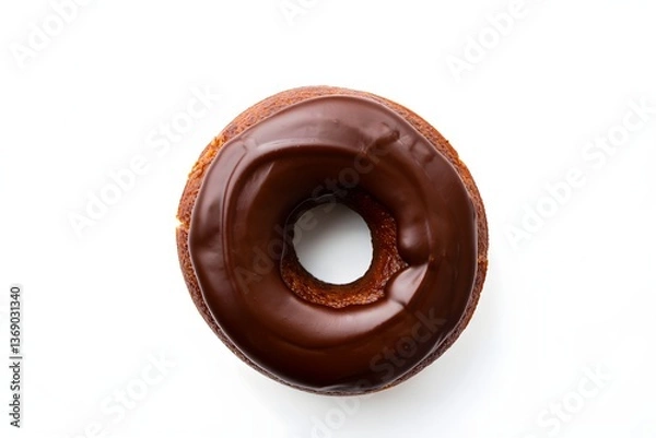 Fototapeta Chocolate donut isolated on the white background 