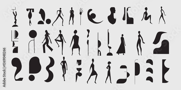 Fototapeta Abstract Silhouette Figures with Geometric Shape