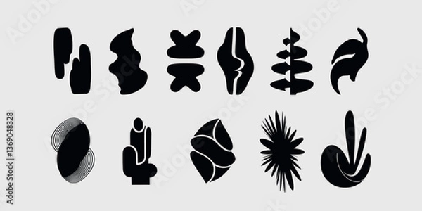 Fototapeta Abstract Silhouette Figures with Geometric Shape