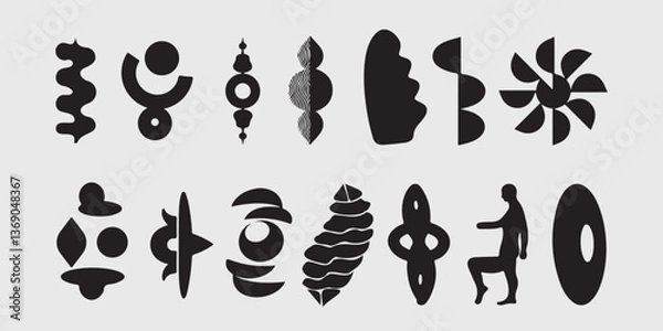 Fototapeta Abstract Silhouette Figures with Geometric Shape