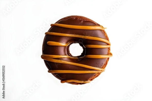 Fototapeta Caramel donut isolated on the white background 