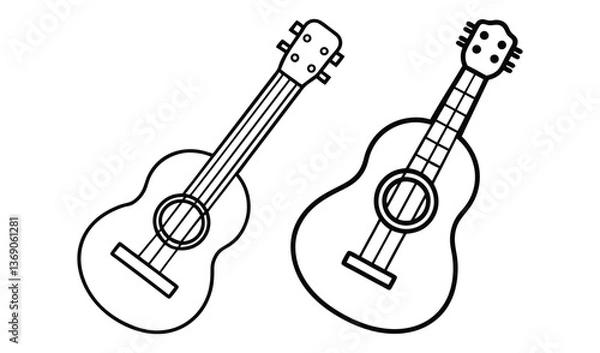 Fototapeta guitar and musical instruments line vector set