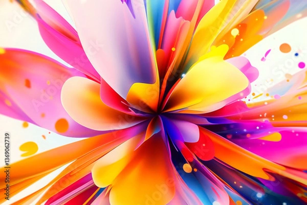 Fototapeta 3D extruded abstract of flowing colors 
