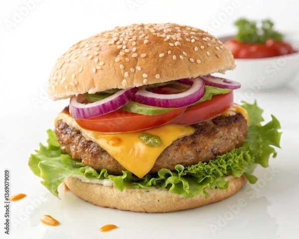Obraz hamburger on a white background