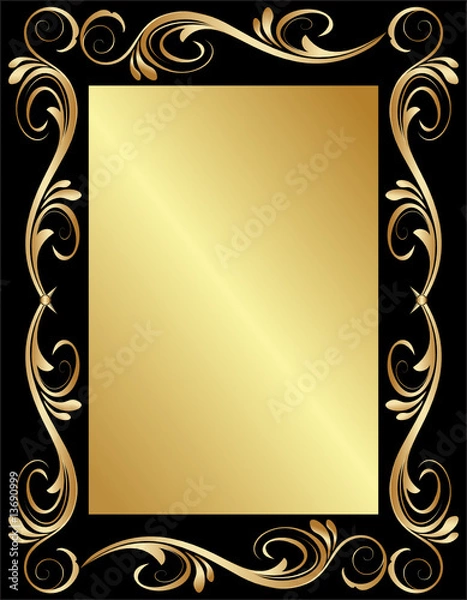 Obraz golden floral frame
