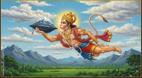 Fototapeta Lord Hanuman Carrying the Sanjeevani Mountain