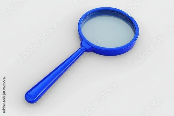Fototapeta Blue magnifying glass 3d render icon isolated on white background
