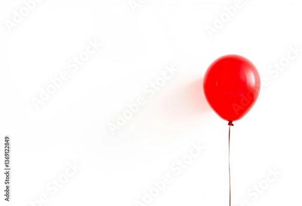 Fototapeta A single vibrant red balloon floats against a pure white backdrop, rubber, graphic