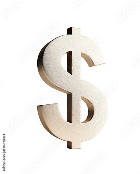 Obraz Golden Dollar Sign on Minimalist Background: Symbol of Wealth and Economic Growth