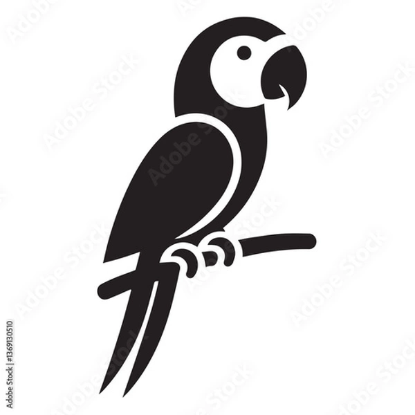 Obraz Parrot silhouette black and white vector icon