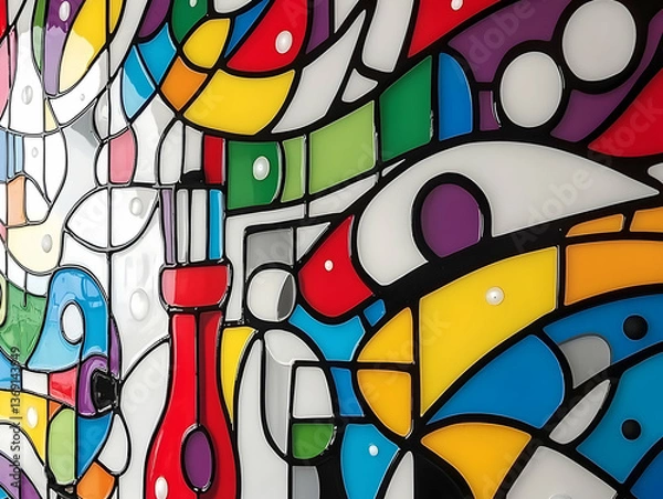 Fototapeta Colorful Abstract Geometric Design with Bold Shapes and Lines