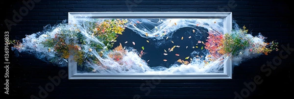 Fototapeta Colorful Explosion from a Framed Image on Dark Background