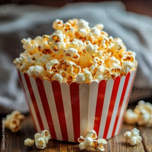 Fototapeta Single fluffy popcorn kernel isolated on a white background highlighting its unique shape and texture