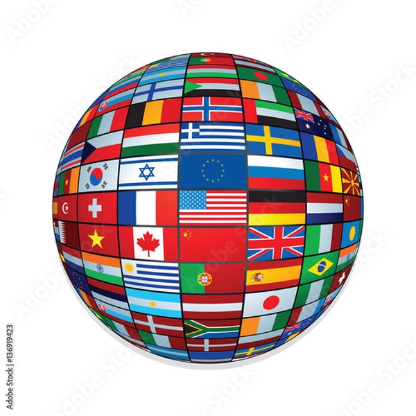 Fototapeta Flags Globe. Creative Icon for Text and Design.