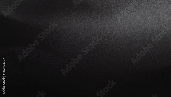 Fototapeta Grainy Black Foil Powder Coated Dark Textured Matte Abstract Gradient Monochrome Plain Background Banner