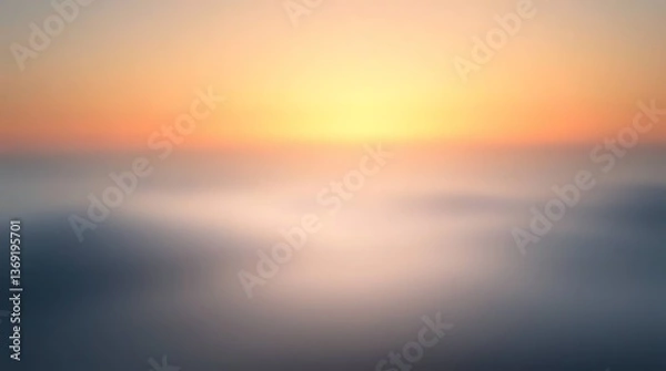 Fototapeta Blurry sunrise over hazy mountains