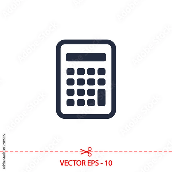 Obraz calculator icon, vector illustration. Flat design style
