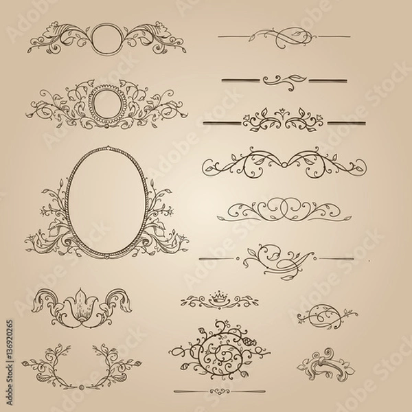 Fototapeta design elements, ornate frames & monogram