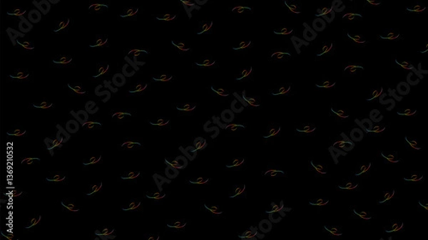 Fototapeta Abstract colorful lines repeat pattern on black background.