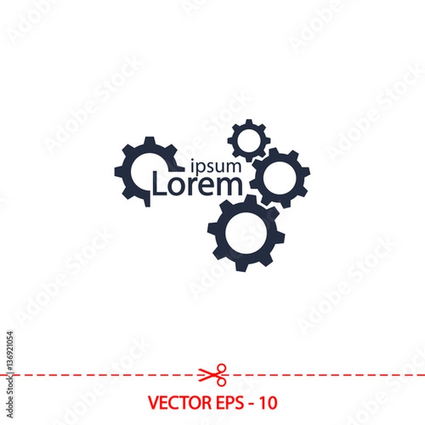 Fototapeta gears icon, vector illustration. Flat design style 
