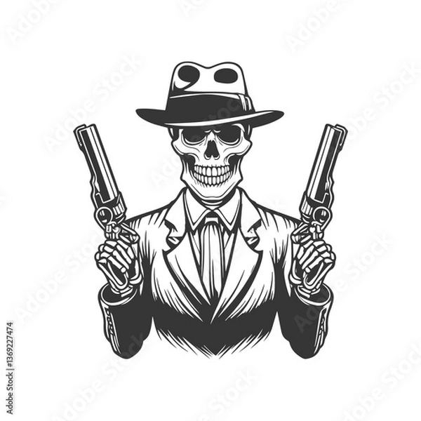 Fototapeta man with gun vector illustration 