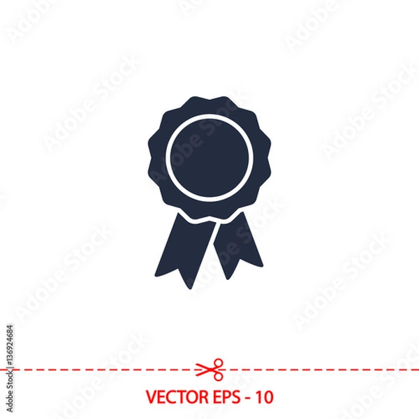 Fototapeta badge with ribbons icon, vector illustration. Flat design style