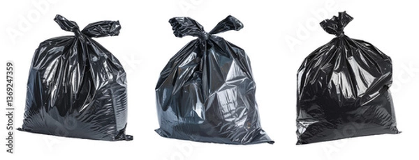 Obraz black trash bags isolated on white background