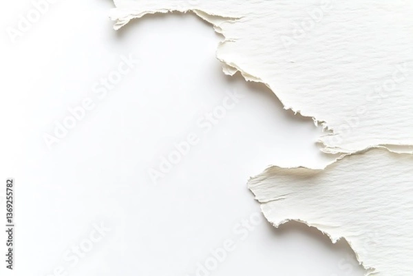 Obraz Torn white paper edges texture background for creative design and presentations, mockup