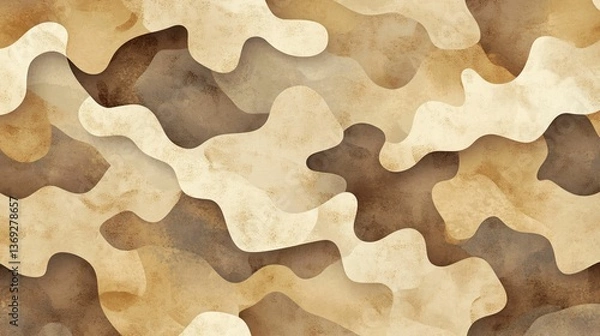 Fototapeta Abstract Beige and Brown Camouflage Pattern for Background Design