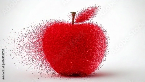 Obraz Red apple. Apple from particles. Particles effect. Dust effect. 