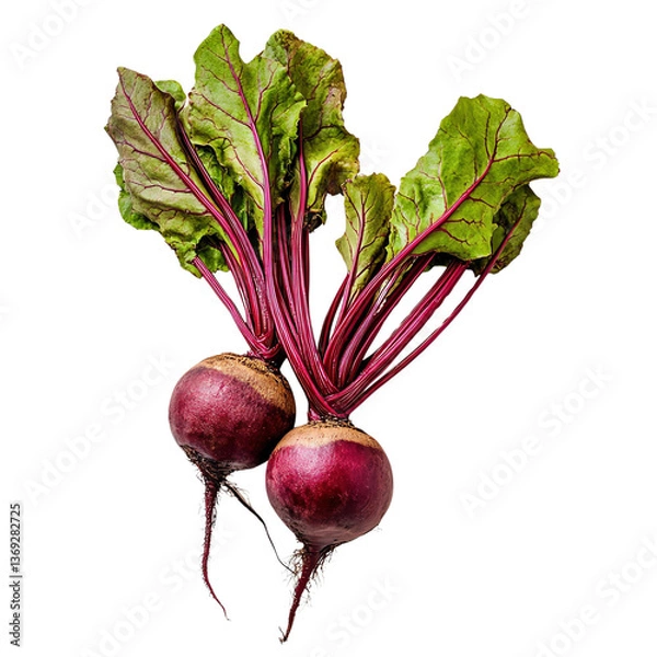 Fototapeta Farm-fresh beetroot Fresh and vibrant beets with leafy greens, perfect for healthy culinary dishes.