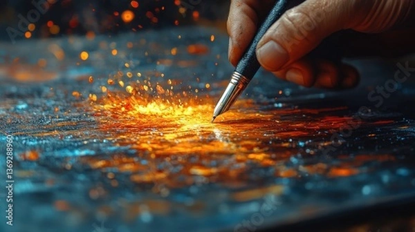 Obraz Pen sparks creation.