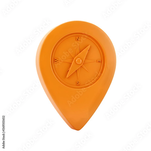 Fototapeta orange pin point. map address location pointer symbol, web, digital, vector, paper, cartography, thumbtack, tack, note, needle, compass, red location pin isolated on transparent background