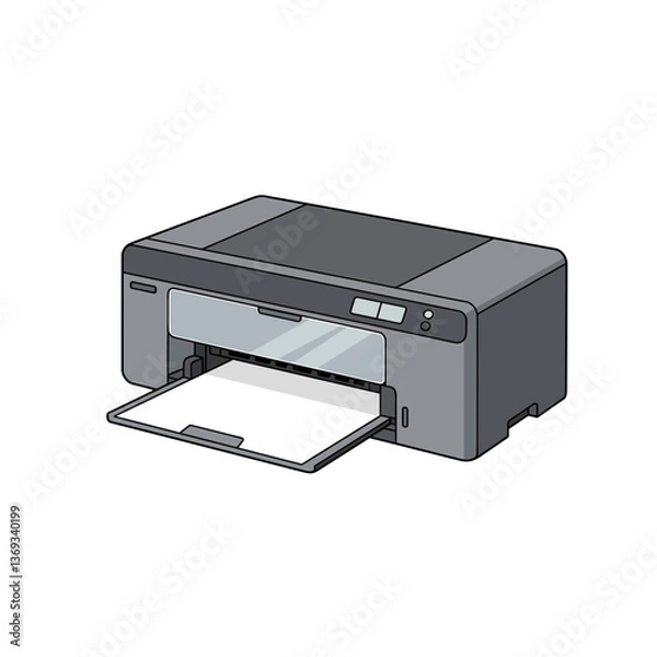 Fototapeta Printer printing document with paper tray extended  