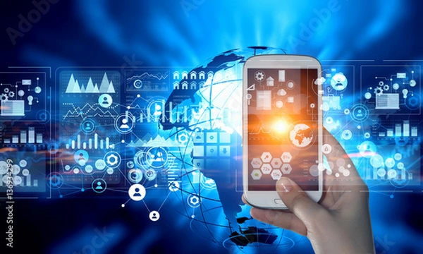 Fototapeta Online banking application . Mixed media