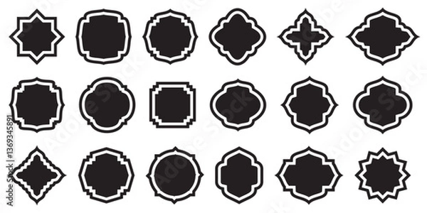 Fototapeta Collection of vintage label frame shape vector design element on white background, vector illustration.
